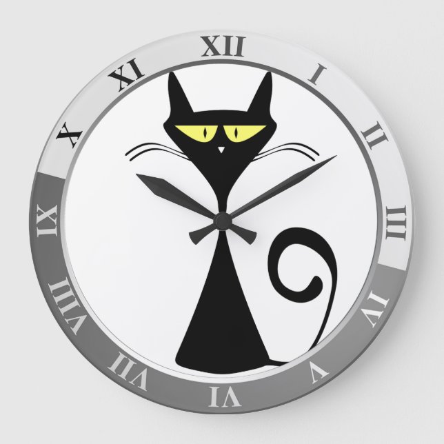 Svart katt stor klocka (Framsida)