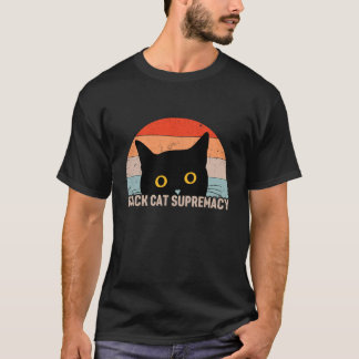 Svart Katt Supremati Retro Solnedgång Svart Katt G T Shirt