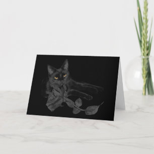 Svart katt, svart hälsningskort Ro Kort
