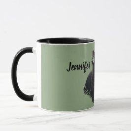 Svart katt / Svartbärblom Kronan Personlig Mugg