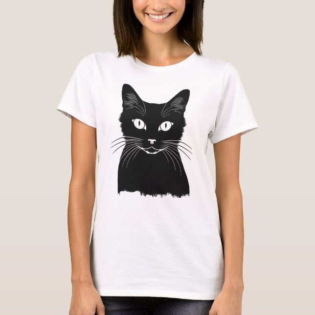 Svart katt t shirt (Framsida)