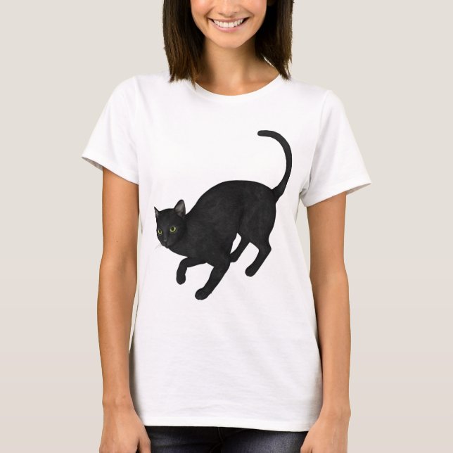 svart katt t shirt (Framsida)