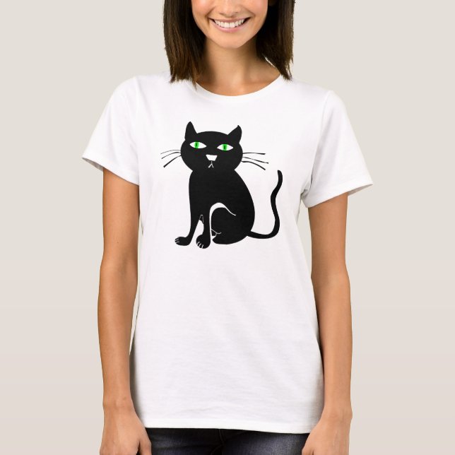 Svart katt T-shirt (Framsida)
