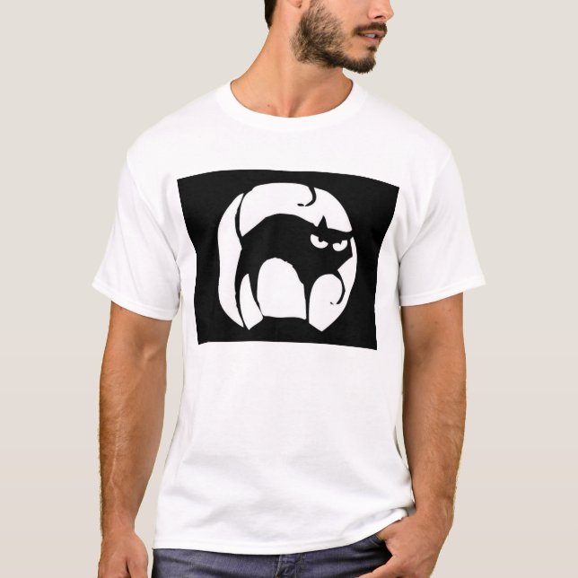 svart katt t-shirt (Framsida)
