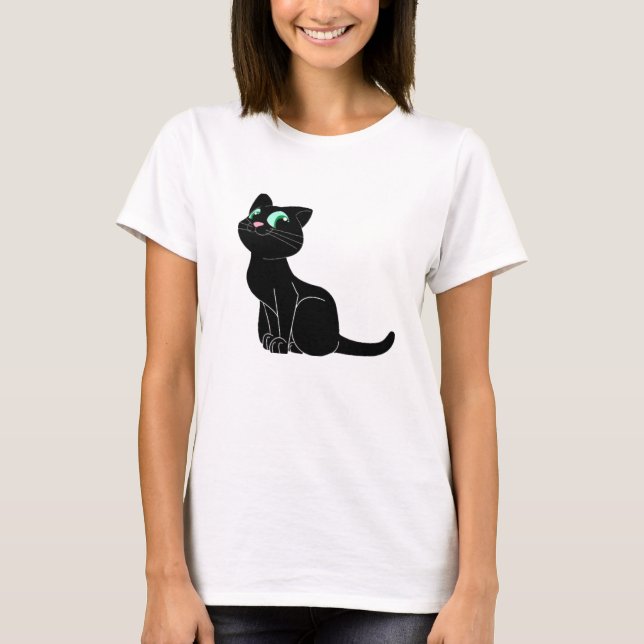 svart katt t shirt (Framsida)