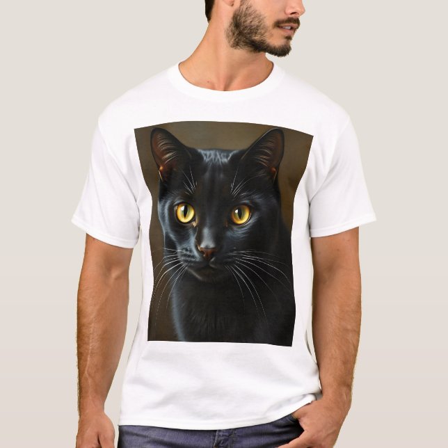 Svart katt t shirt (Framsida)