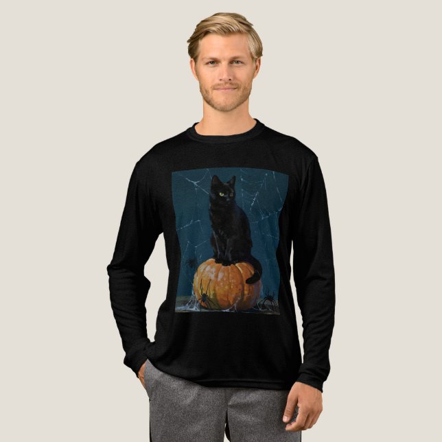 Svart Katt T Shirt (Hel framsida)