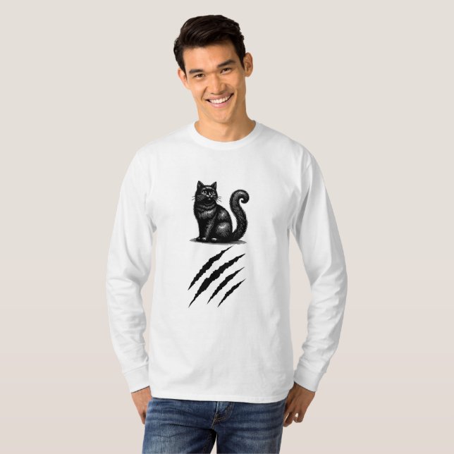 Svart katt t shirt (Hel framsida)