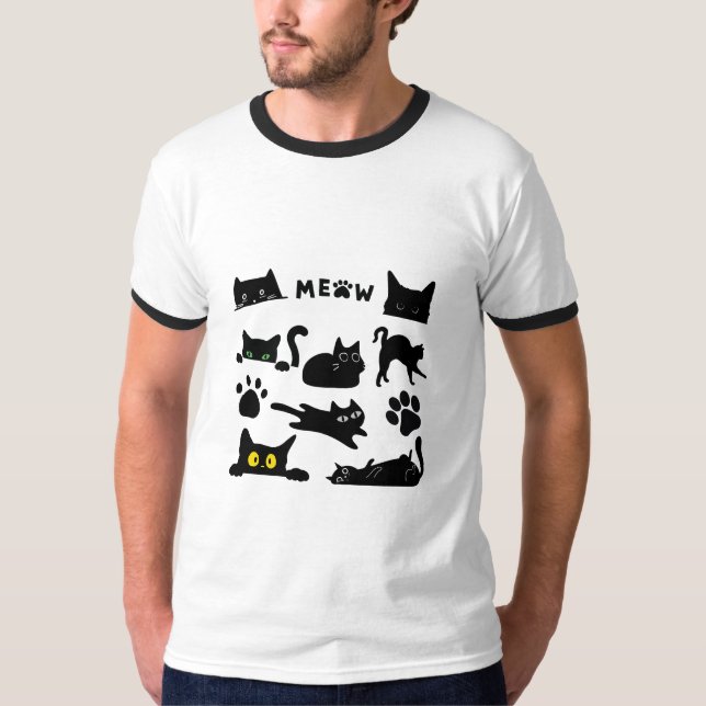Svart katt t shirt (Framsida)