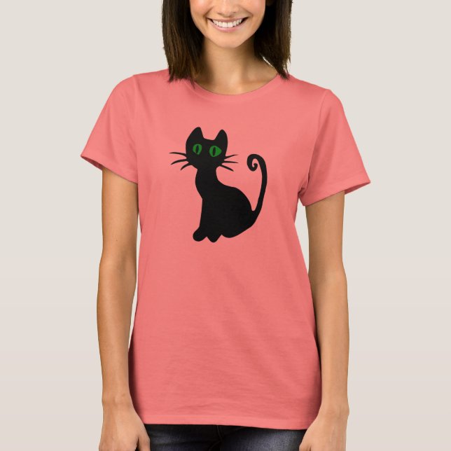 Svart katt T-shirt (Framsida)