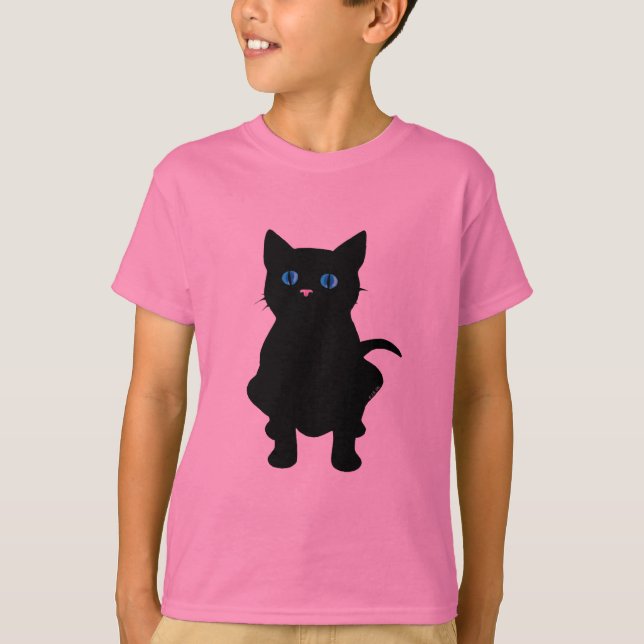 Svart katt t-shirt (Framsida)