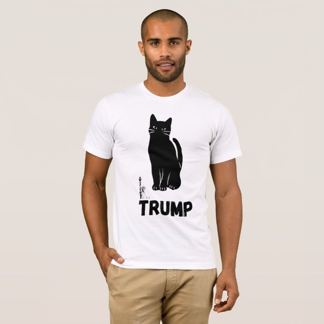 Svart katt t-shirt trump (Hel framsida)