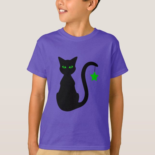 Svart katt T-Shirt (underordnad) (Framsida)