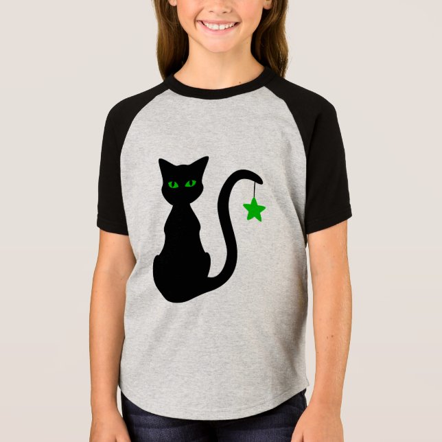 Svart katt T-Shirt (underordnad) (Framsida)