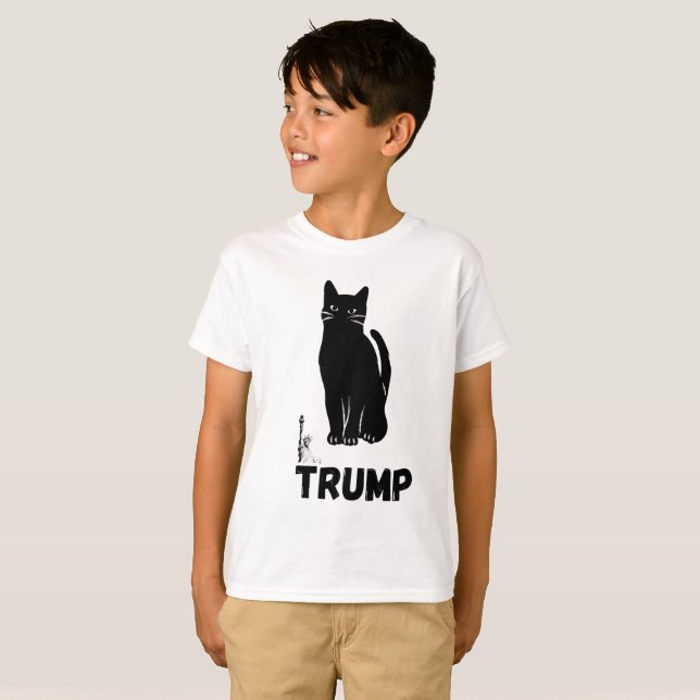 Svart katt t-tröja trump t shirt (Hel framsida)