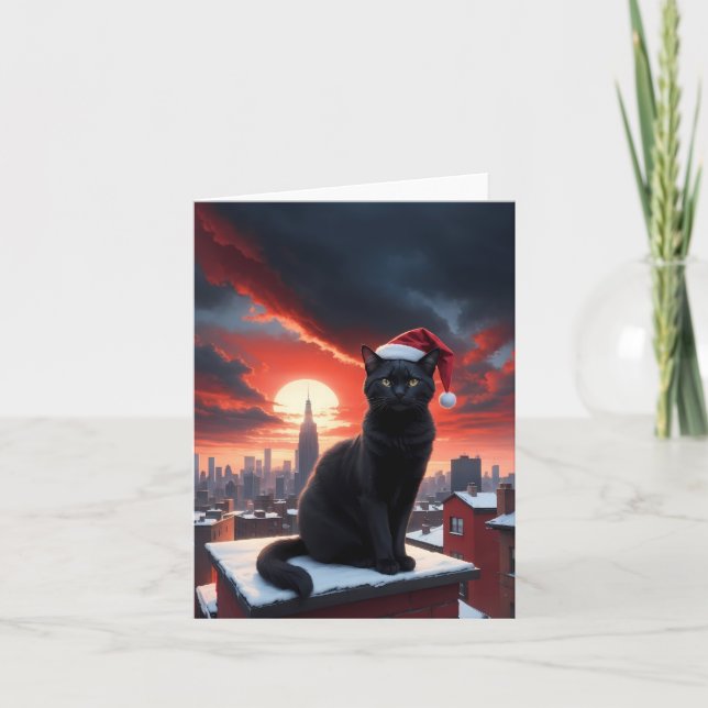 svart katt tack kort (Framsida)