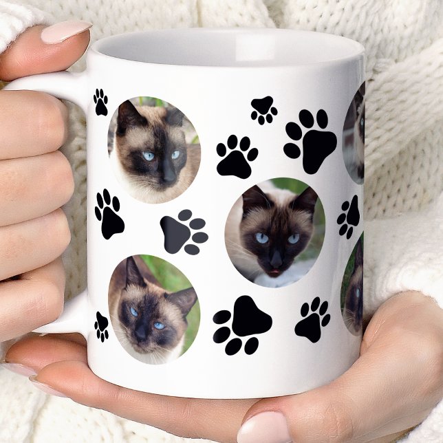 Svart Katt Tassavtryck 8 Foto Collage Kaffemugg (Skapare uppladdad)
