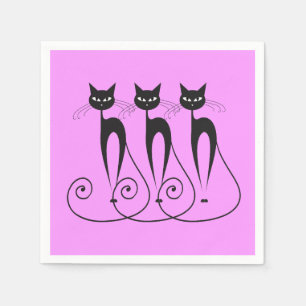 Svart katt-tecknad pappersservett