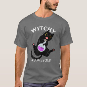 Svart katt Tee, Black Kattunge Älskare Witchy A T Shirt