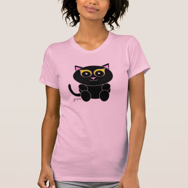 Svart katt tee shirt (Framsida)