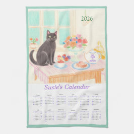 Svart katt & Tekalas Kökshandduk Kalender