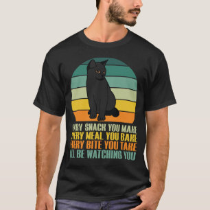 Svart katt tema varje mellanmål du gör Retro T-Shi T Shirt