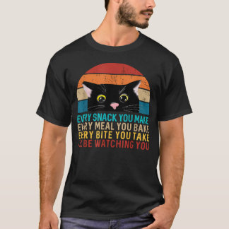 Svart katt tema varje mellanmål du gör retro t shirt