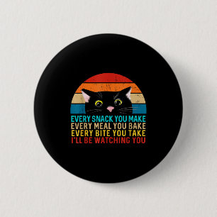 Svart katt tema varje mellanmål gör retro kikat ka knapp