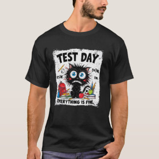 Svart Katt Testdag Allting Är Bra Testar Stud T Shirt