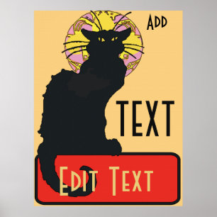 Svart katt, tom, redigera text poster
