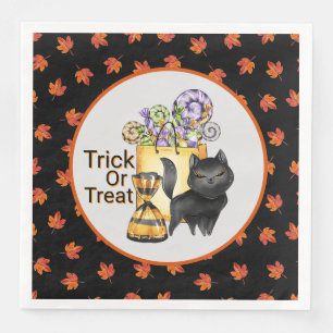 Svart katt trick or treat pappersservett