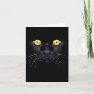 Svart katt-tröja Halloween kuslig gula ögon katt Kort