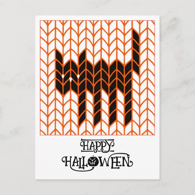 SVART KATT TRÖJA Halloween vykort (Framsida)