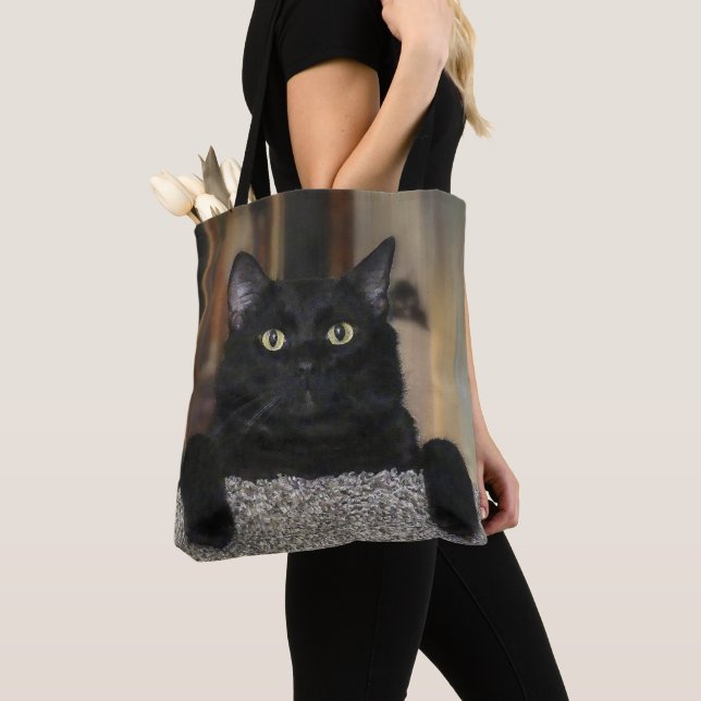 Svart katt tygkasse (Närbild)