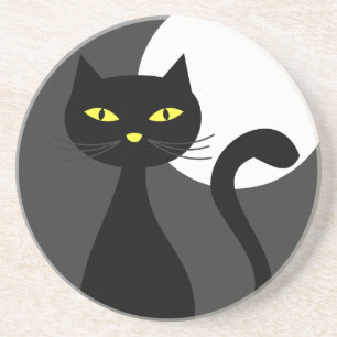 Svart katt under hela månen Halloween Underlägg