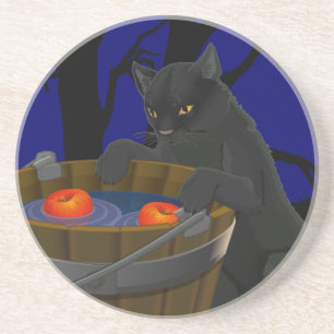 Svart katt Underlägg Roligt Halloween-kattdekor