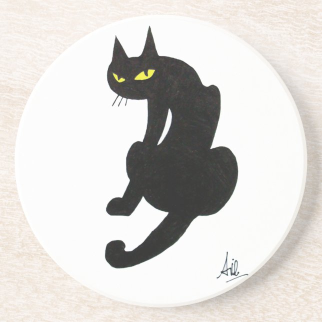 SVART KATT UNDERLÄGG SANDSTEN (Framsidan)
