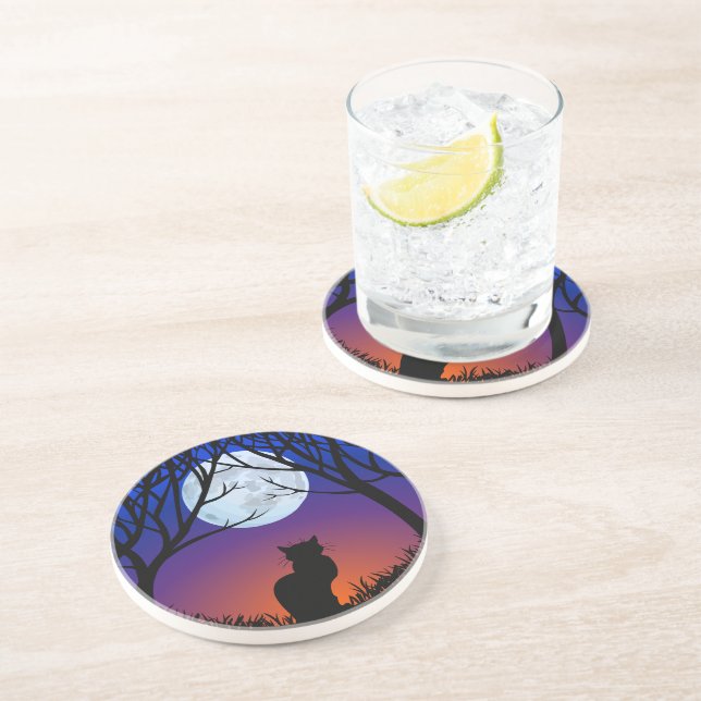 Svart katt Underlägg svart katt konsthandre (Cat C (Sidan)