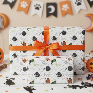 Svart Katt Vacker Förvirrad Kittel Halloween Presentpapper