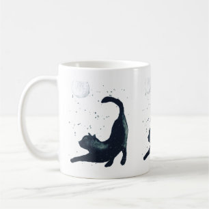 Svart katt Vacker sällskapsdjur litet vattenfärg V Kaffemugg