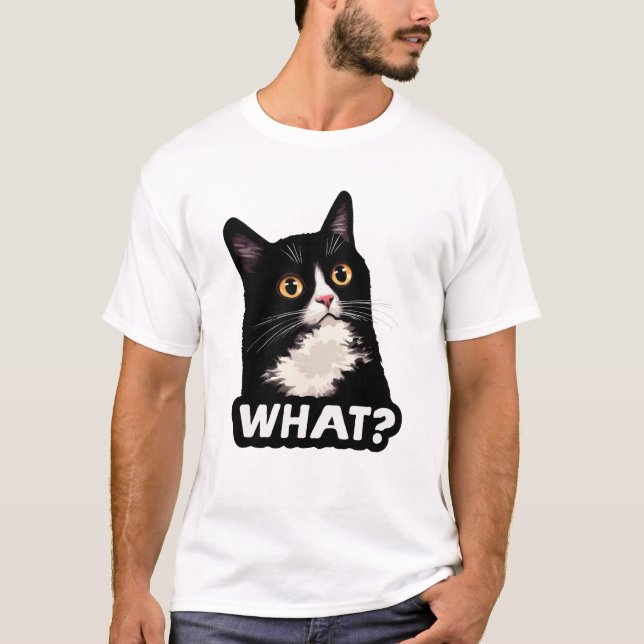 Svart Katt Vad T Shirt (Framsida)