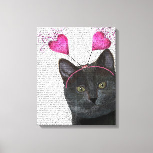 Svart katt-Valentineser Canvastryck