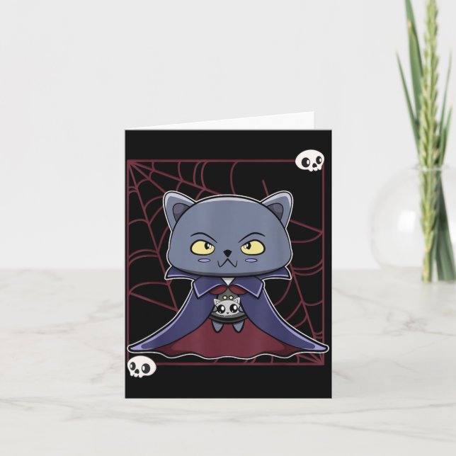 Svart Katt Vampyr Dracula Och Monster Föremål För Kort (Framsida)