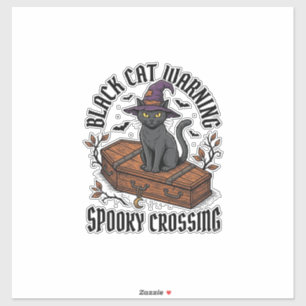 Svart Katt Varning Vintage Halloween Häxa Katt_1 Klistermärken