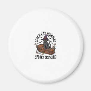 Svart Katt Varning Vintage Halloween Häxa Katt_1 Magnet
