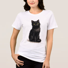 Svart Katt Vattenfärg Clipart T Shirt