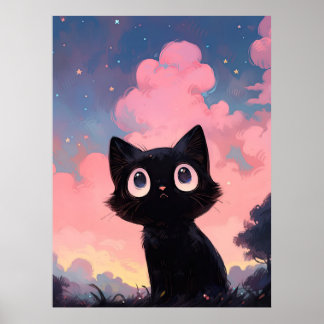 Svart katt vid parken poster
