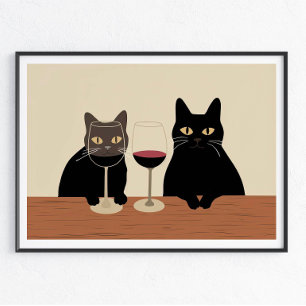 Svart Katt Vinälskare Poster