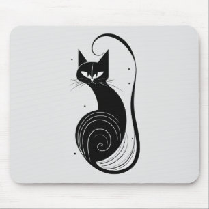 Svart katt-vintage-musknapp musmatta