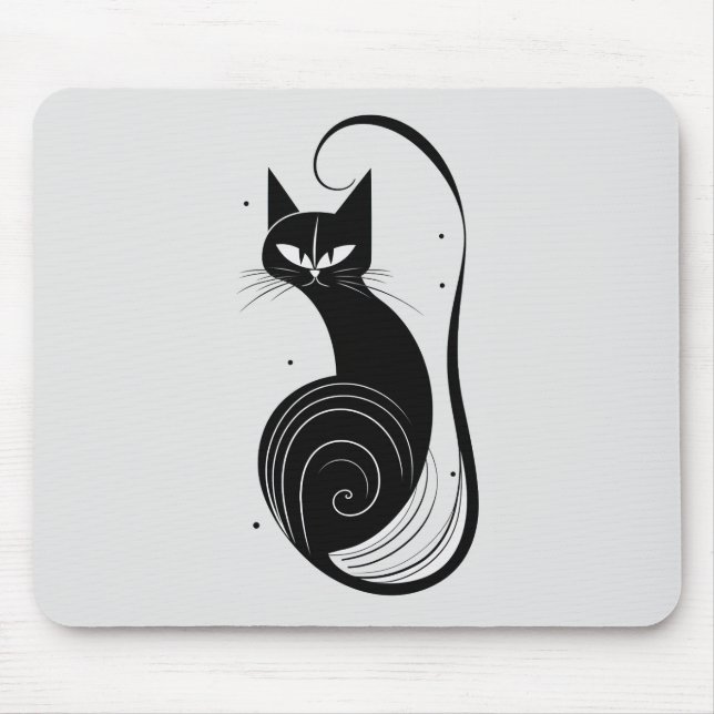 Svart katt-vintage-musknapp musmatta (Framsidan)